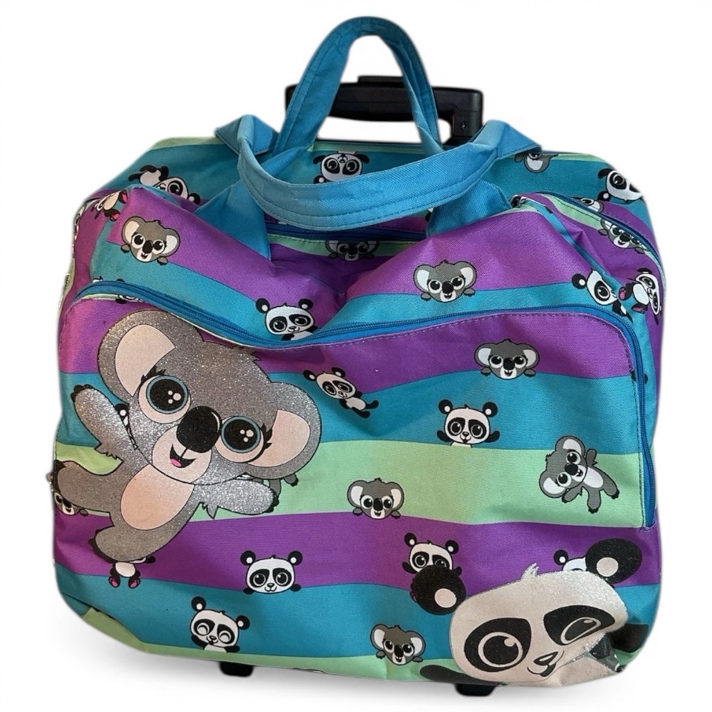 Justice Panda Rolling Bag Vacation Travel Luggage 18in Zip Compartments 2013